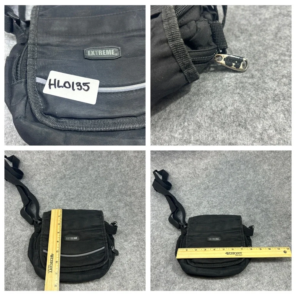 Extreme Unisex Small Crossbody Messenger Bag OS Black Nylon Multi Pocket Utility